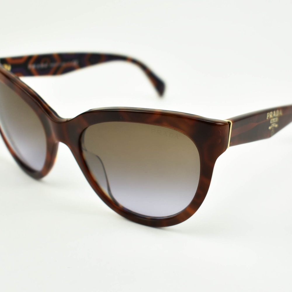 Prada Tortoise Brown & Gold Logo (M) Sunglasses - Picture 1 of 8